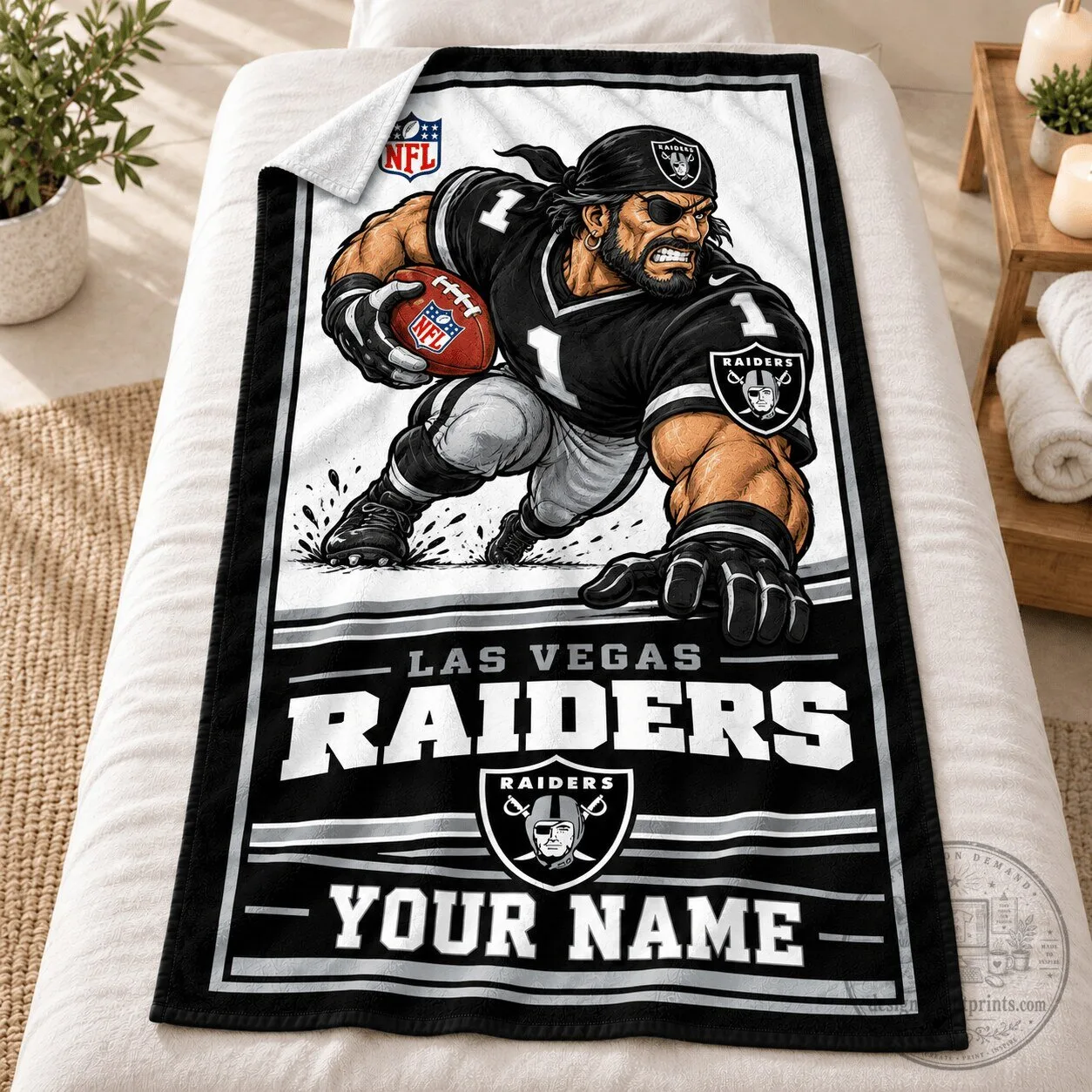 Las Vegas Raiders Personalized Football Fan Bath Towel