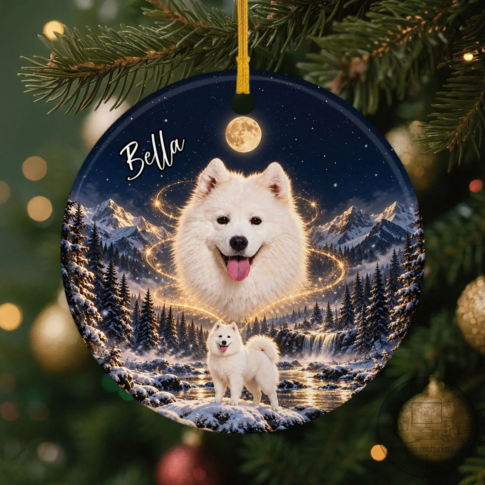 Personalized Pet Photo Moonlight Winter Landscape Christmas Tree Ornament 10 Personalized Pet Photo Moonlight Winter Landscape Christmas Tree Ornament