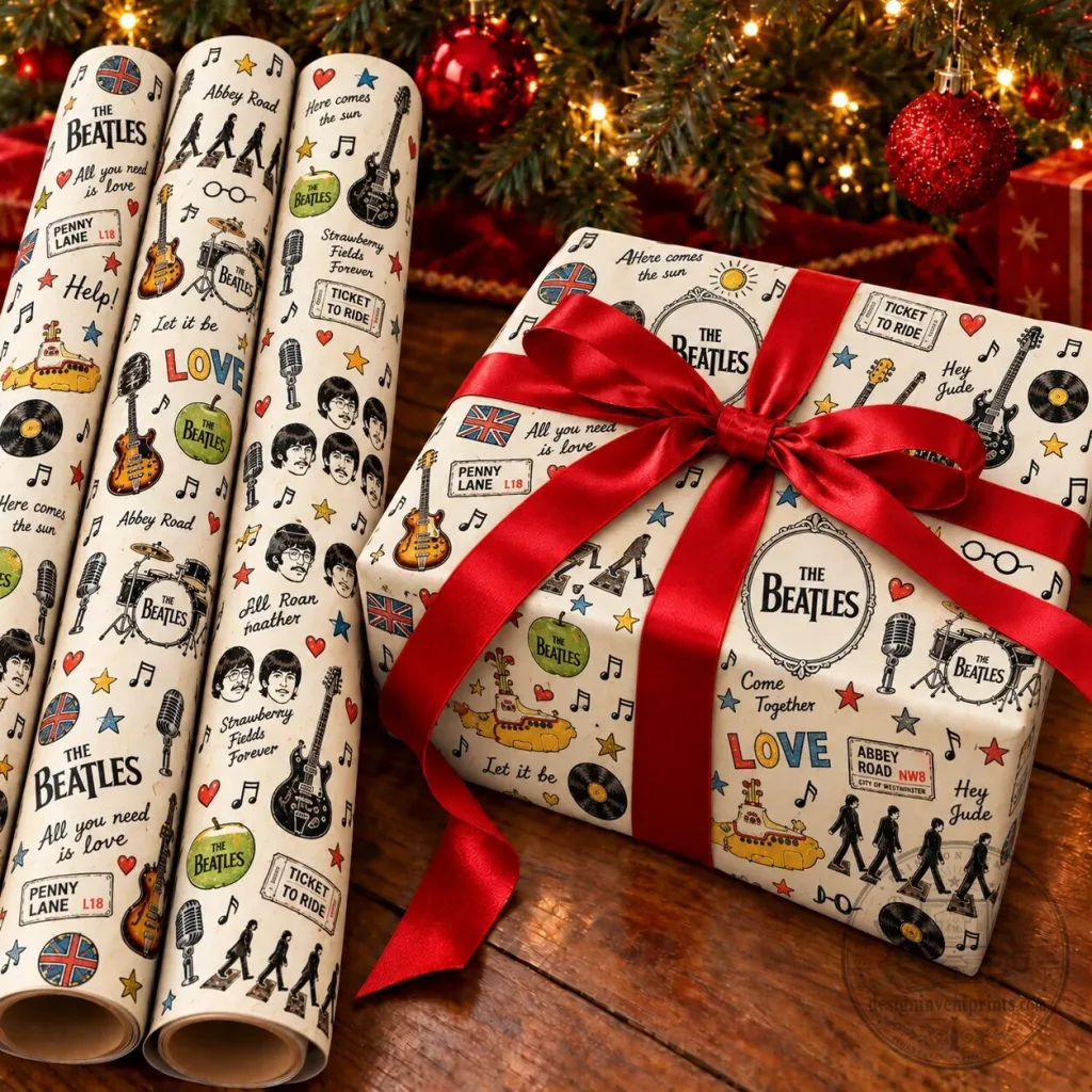 The Beatles Abbey Road Doodle Art Vintage Music Gift Wrapping Paper The Beatles Abbey Road Doodle Art Vintage Music Gift Wrapping Paper