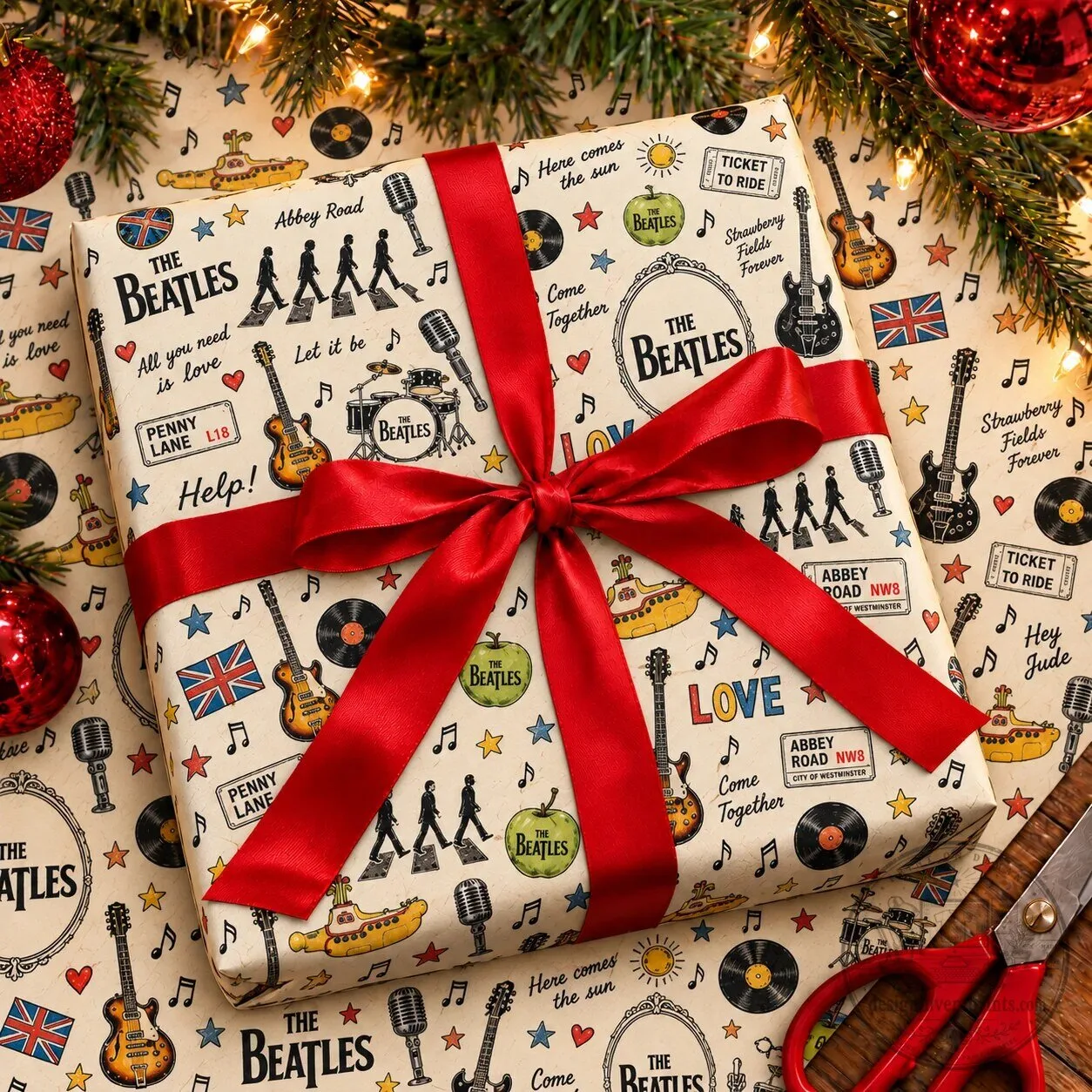 The Beatles Abbey Road Doodle Art Vintage Music Gift Wrapping Paper 6 The Beatles Abbey Road Doodle Art Vintage Music Gift Wrapping Paper