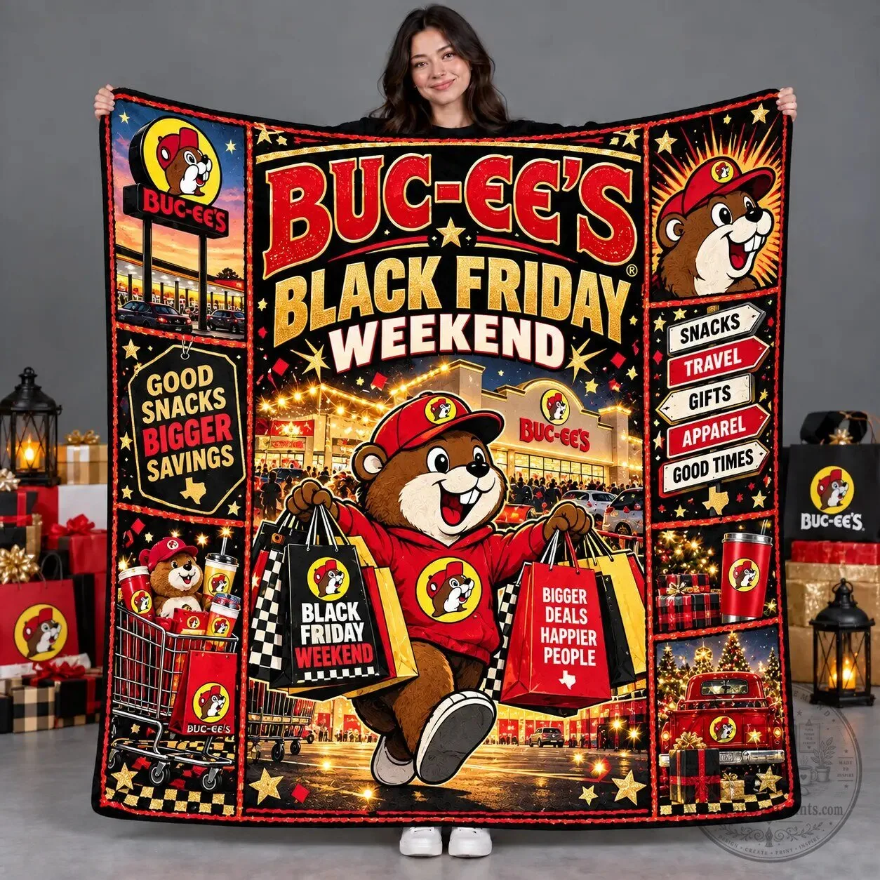 Buc-ee's Black Friday Weekend Shopping Beaver Plush Fleece Blanket