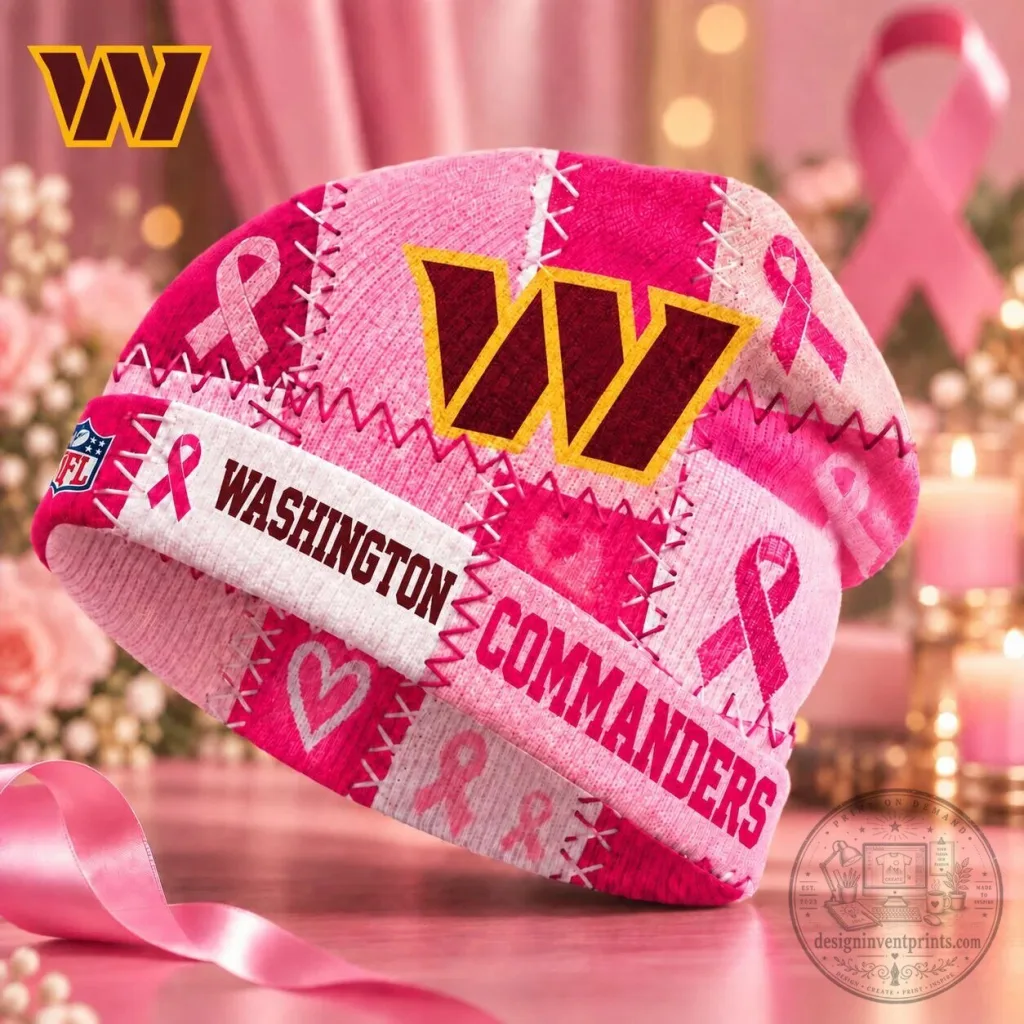 Washington Commanders NFL Breast Cancer Awareness Pink Ribbon Beanie Hat 24 Washington Commanders NFL Breast Cancer Awareness Pink Ribbon Beanie Hat