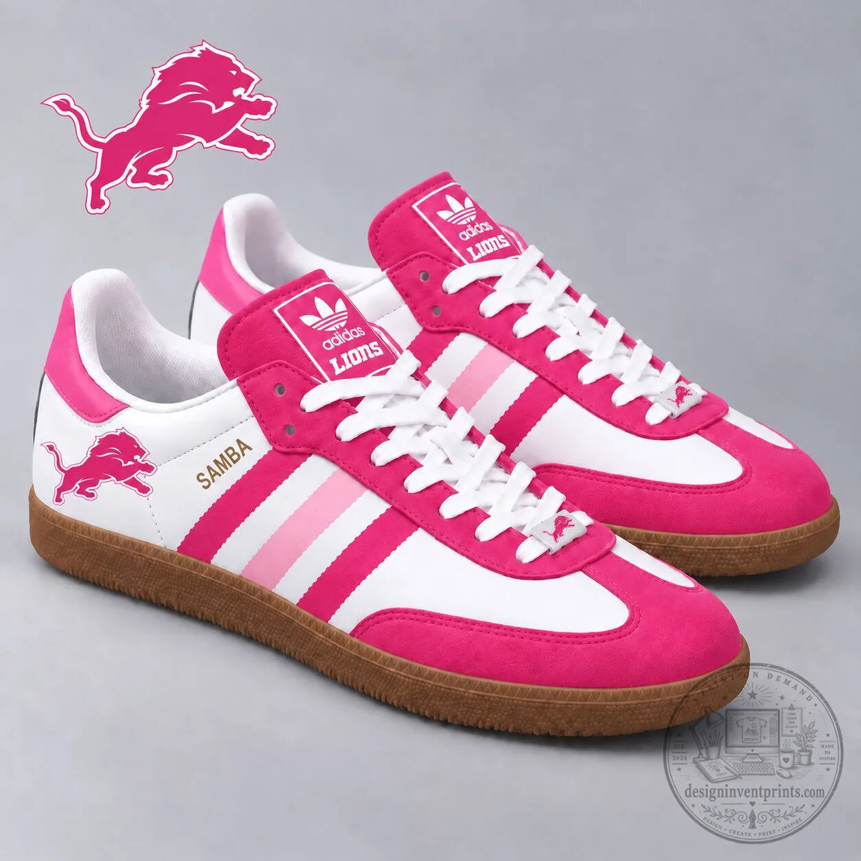 Detroit Lions NFL Breast Cancer Awareness Pink Samba Shoes