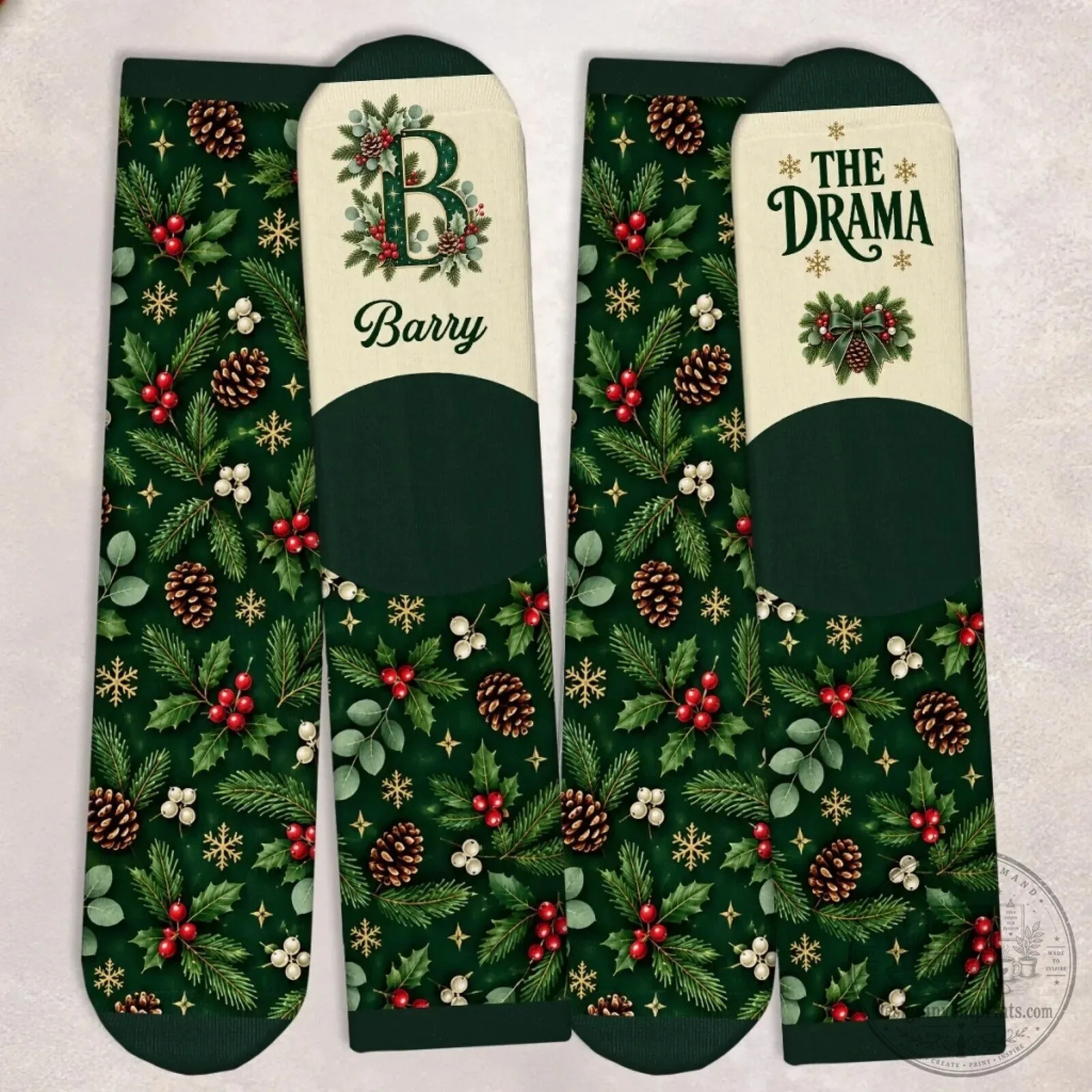 Personalized Christmas The Drama Barry Initial B Holiday Socks 7 Personalized Christmas The Drama Barry Initial B Holiday Socks