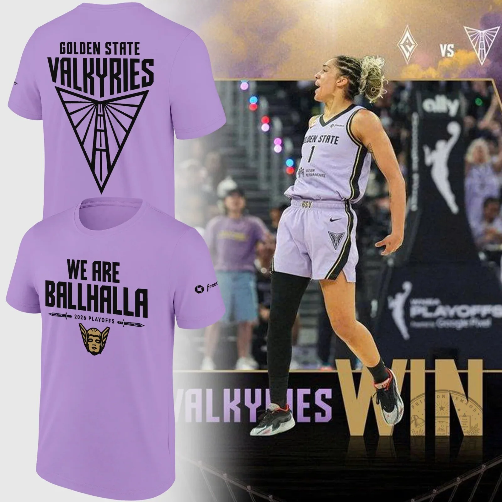 Golden State Valkyries Basketball Team We Are Ballhalla Purple T-Shirt