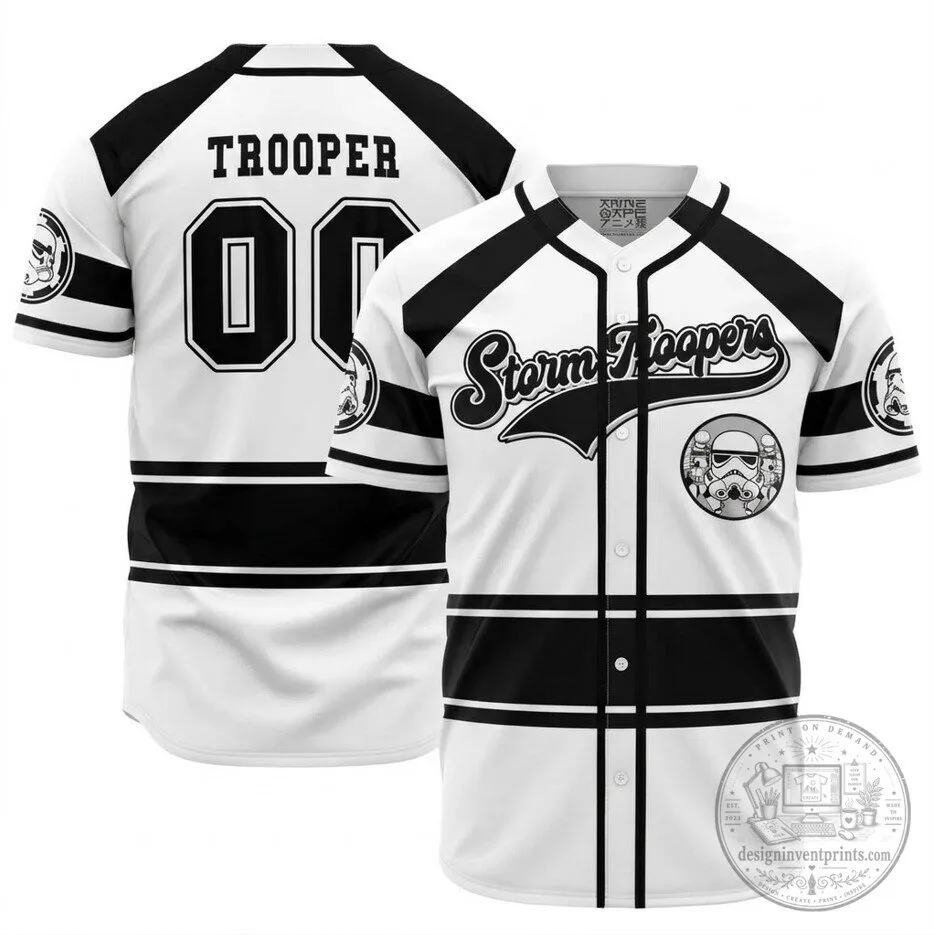 Star Wars Stormtroopers Baseball Jersey with Braided Piping 5 Star Wars Stormtroopers Baseball Jersey with Braided Piping