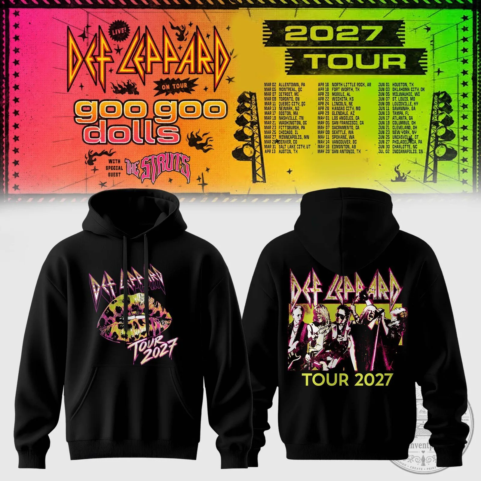 Def Leppard Goo Goo Dolls 2027 North American Tour Black Hoodie 9 Def Leppard Goo Goo Dolls 2027 North American Tour Black Hoodie