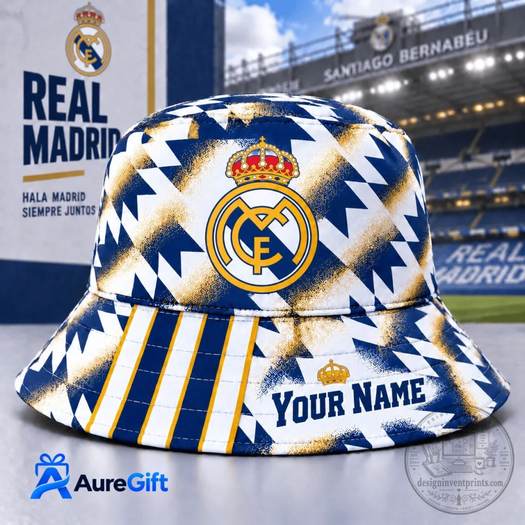 Real Madrid Personalized Bucket Hat - Custom Soccer Fan Apparel Real Madrid Personalized Bucket Hat - Custom Soccer Fan Apparel