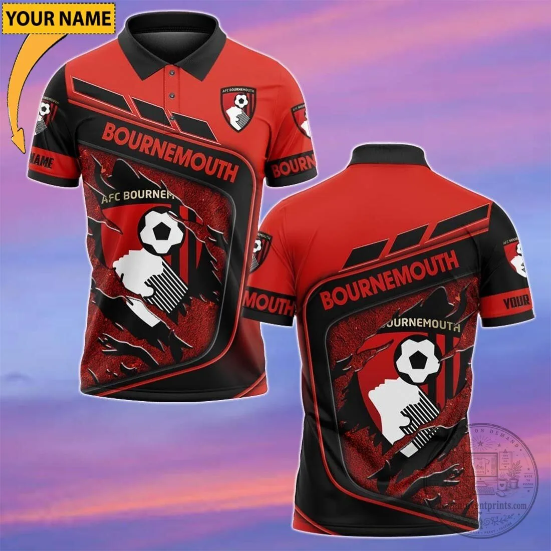 AFC Bournemouth Football Club Personalized Red Black Sport Polo Shirt 8 AFC Bournemouth Football Club Personalized Red Black Sport Polo Shirt
