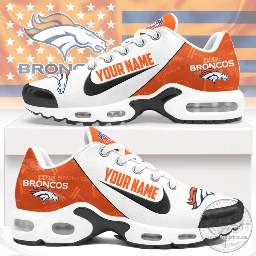 Denver Broncos Custom Name Running Shoes, NFL Football Team Sneakers Denver Broncos Custom Name Running Shoes, NFL Football Team Sneakers