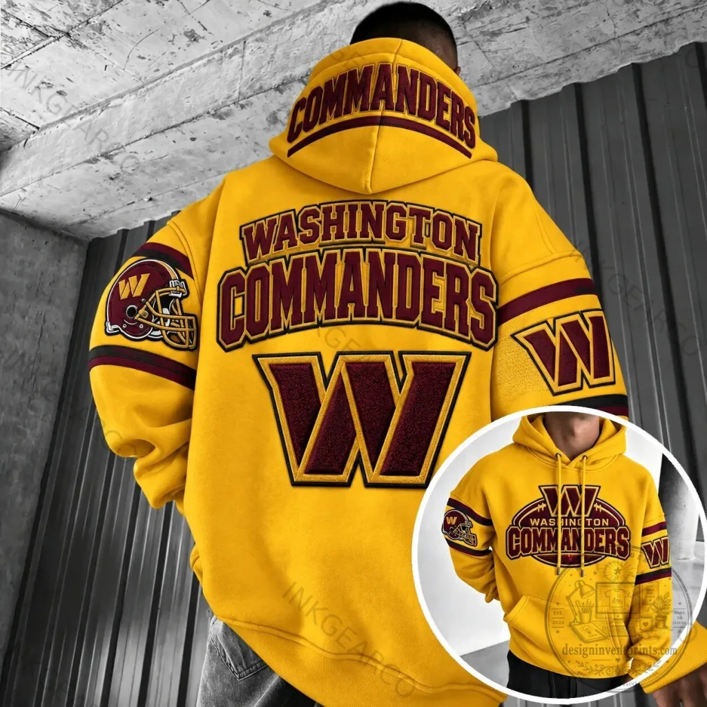 Washington Commanders Football Team Logo Gold Design Unisex Hoodie Washington Commanders Football Team Logo Gold Design Unisex Hoodie