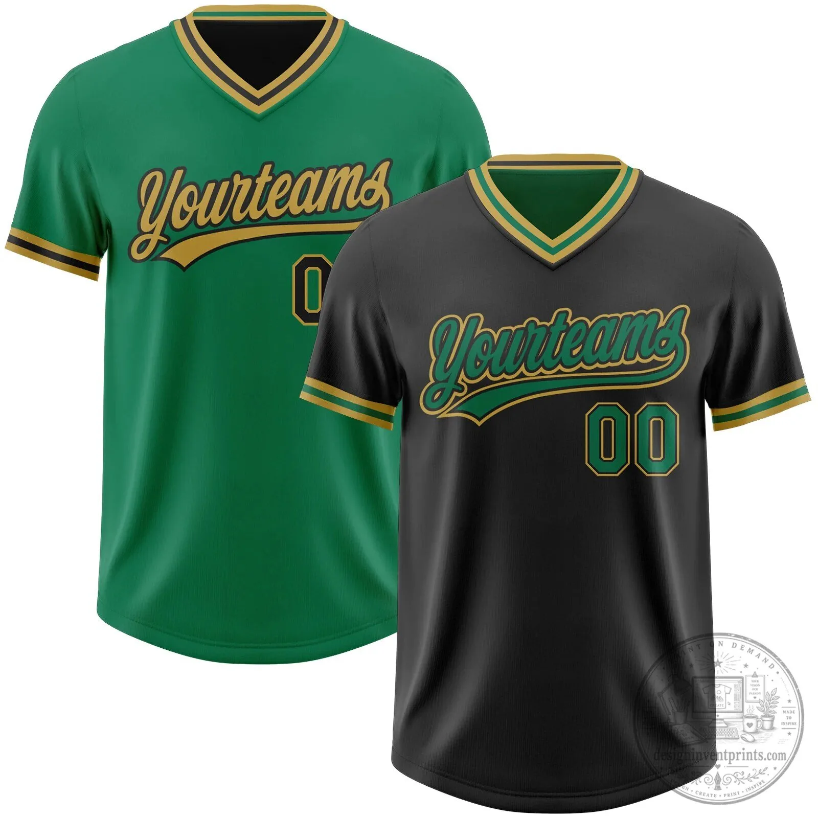 Custom Black Kelly Green Old Gold Reversible Pullover Baseball Jersey Shirt 9 Custom Black Kelly Green Old Gold Reversible Pullover Baseball Jersey Shirt