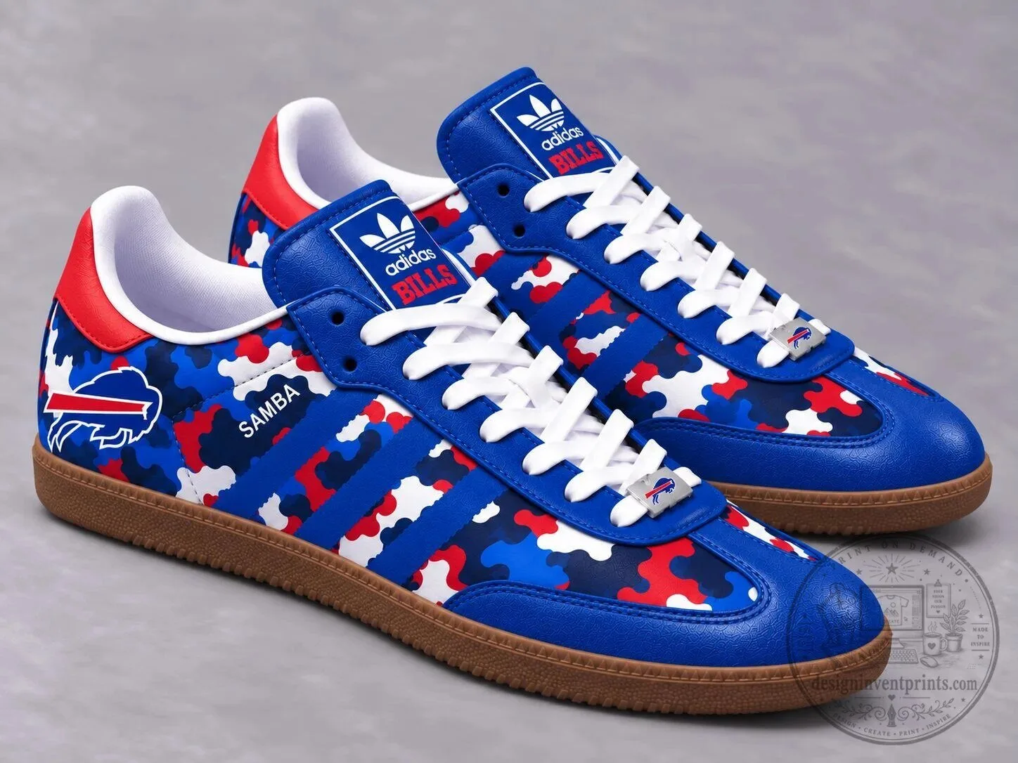 Buffalo Bills NFL Game Day Camouflage Pattern Samba Sneakers Shoes