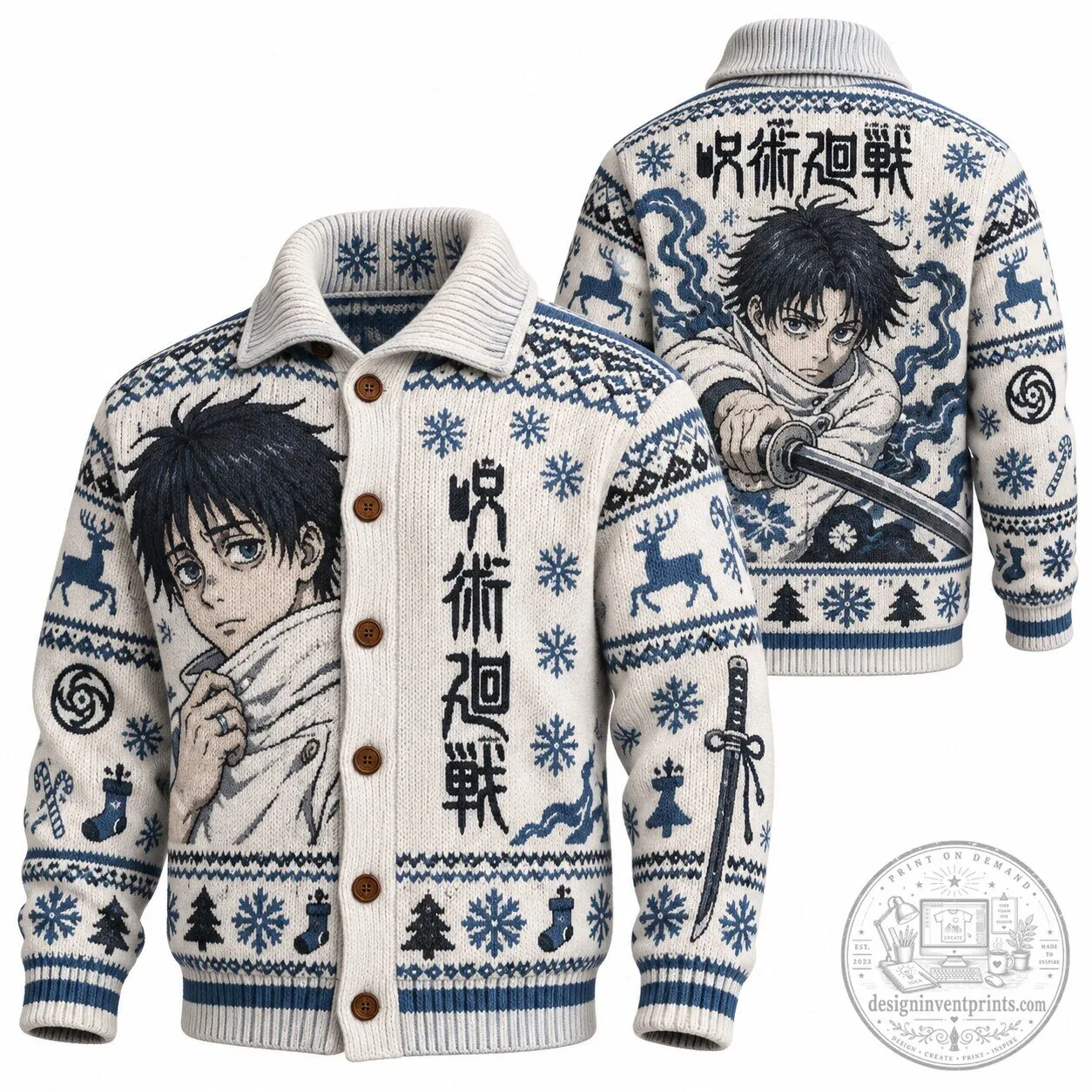 Jujutsu Kaisen Yuta Okkotsu Anime Holiday Cardigan Sweater