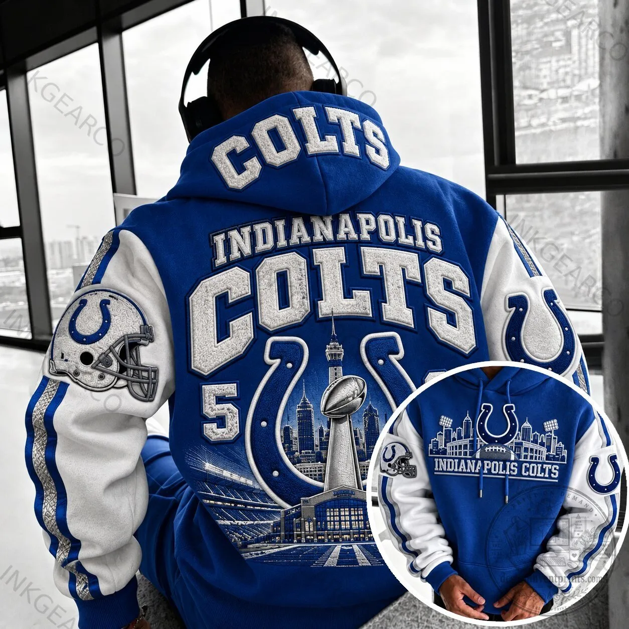 Indianapolis Colts Super Bowl Football Team Blue White Hoodie