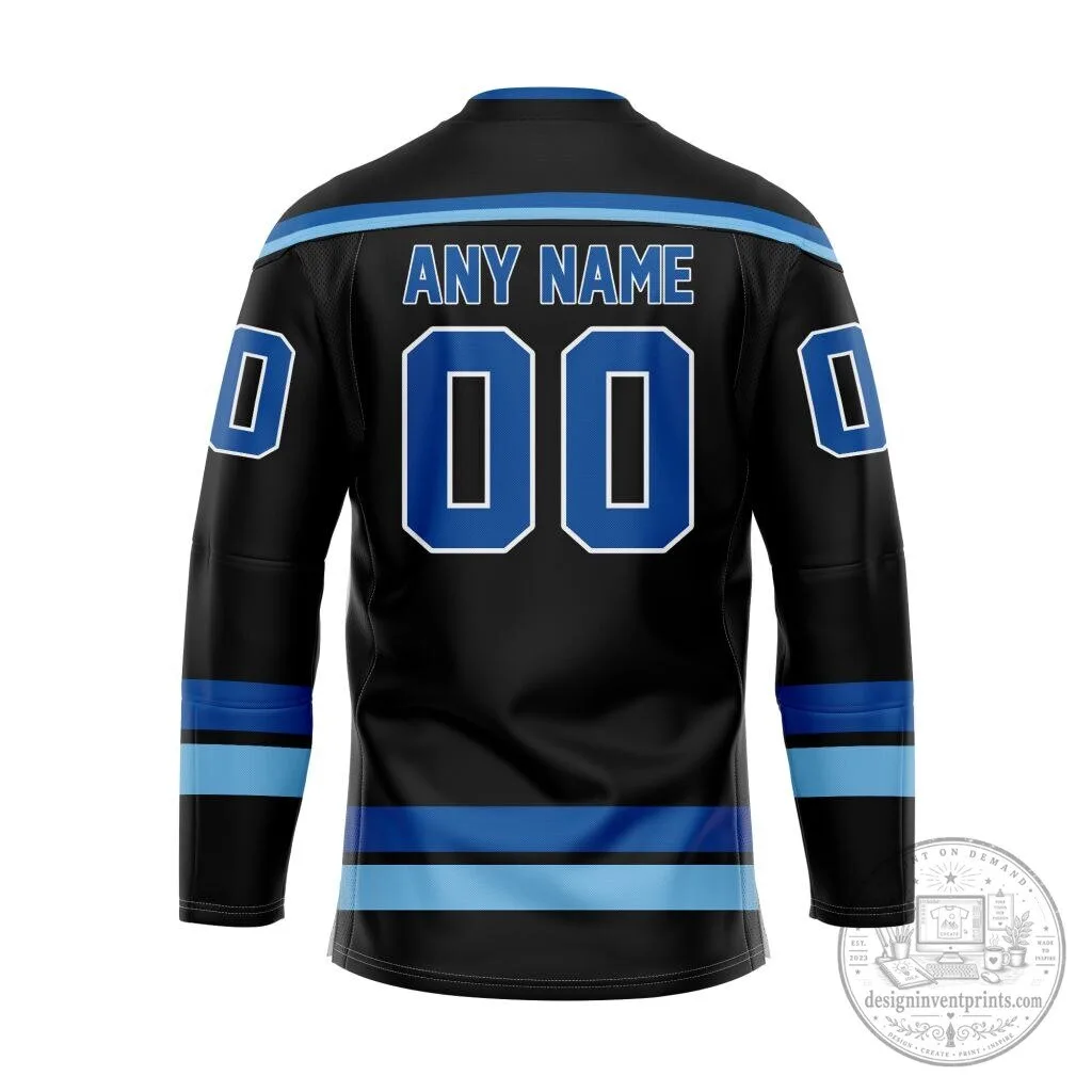 Roanoke Rail Yard Dawgs Personalized Black Lace Up Hockey Jersey 7 Roanoke Rail Yard Dawgs Personalized Black Lace Up Hockey Jersey
