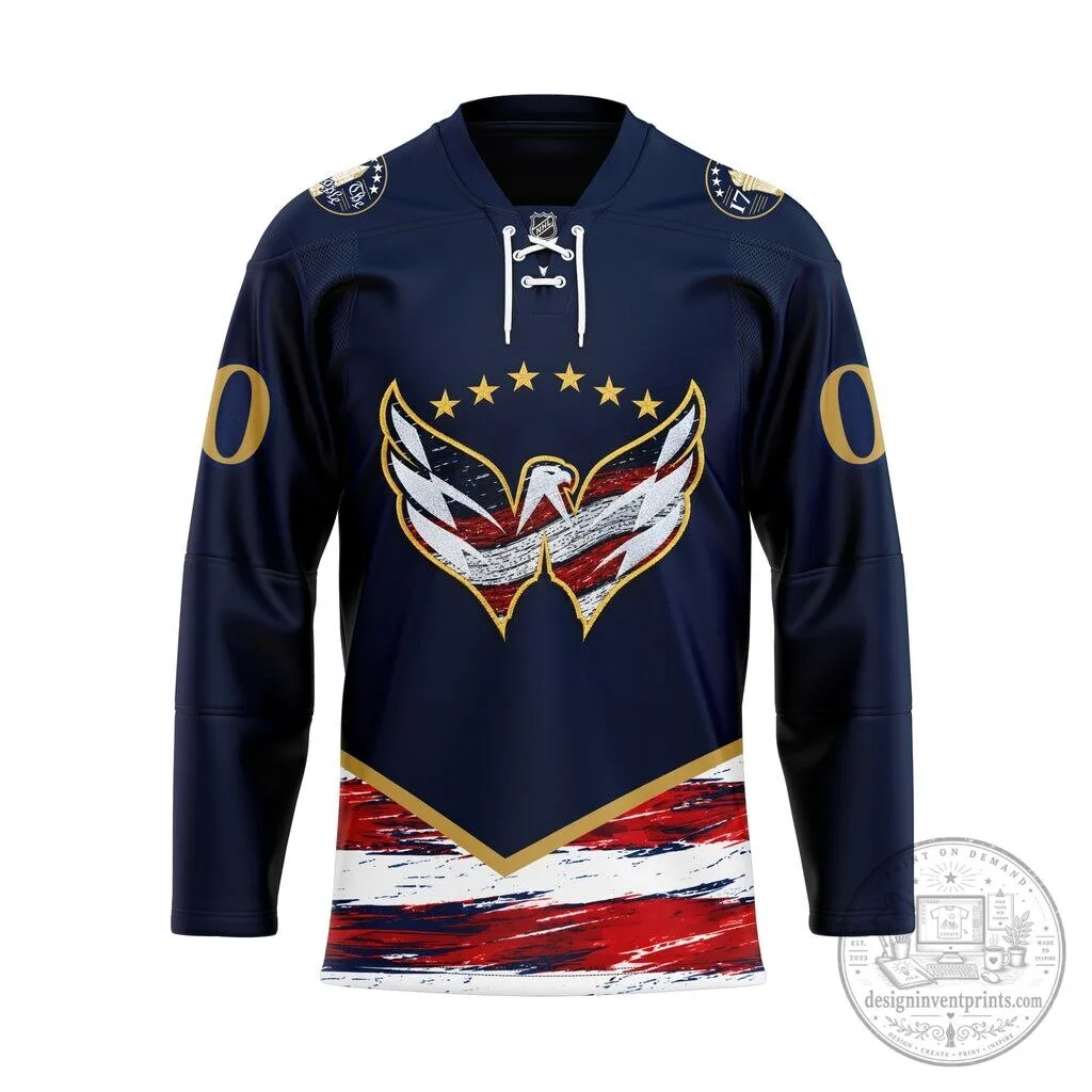 Washington Capitals NHL American Flag 250th Anniversary Lace Hockey Jersey