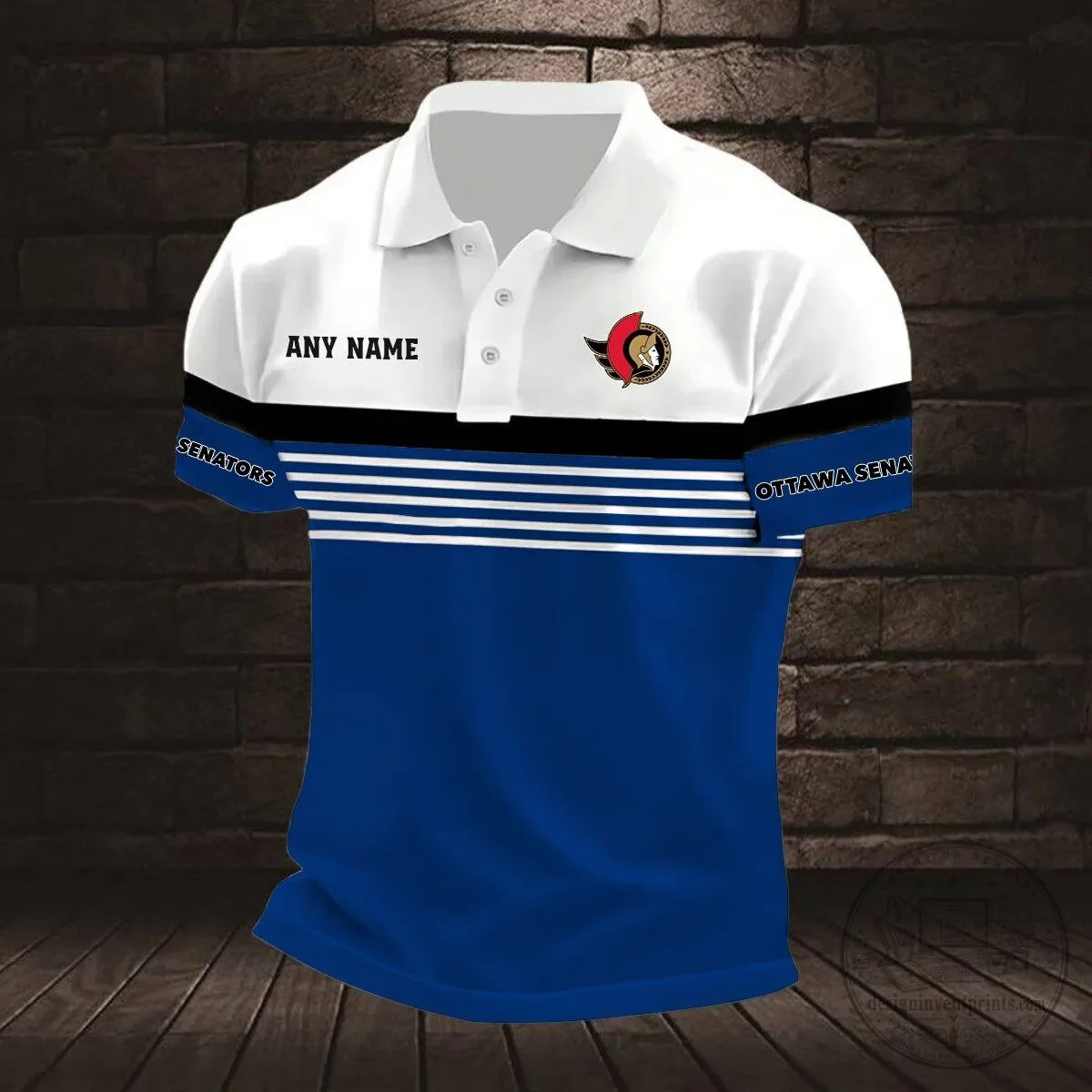 Ottawa Senators Personalized Black and White Striped Design Polo Shirt 11 Ottawa Senators Personalized Black and White Striped Design Polo Shirt