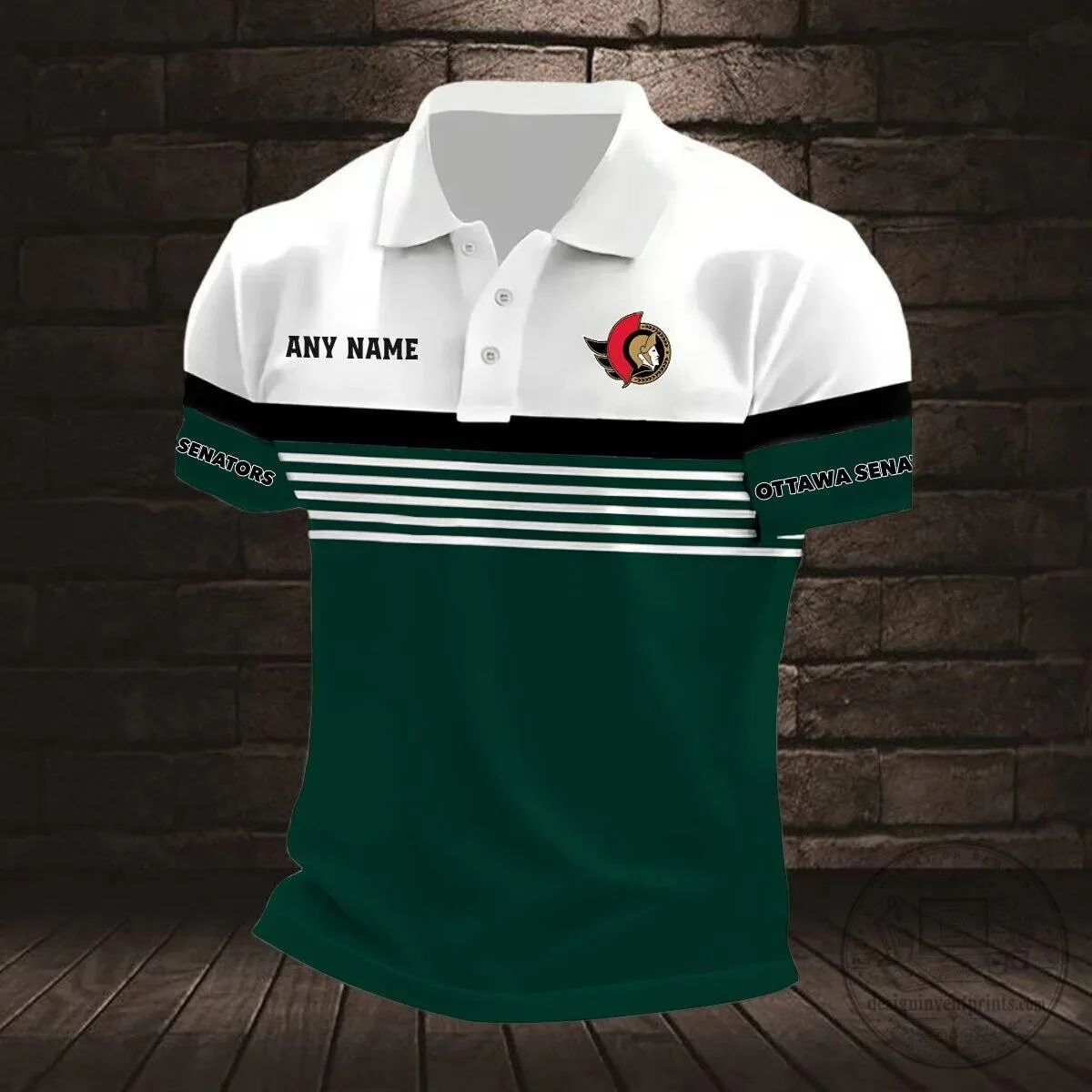 Ottawa Senators Personalized Black and White Striped Design Polo Shirt 12 Ottawa Senators Personalized Black and White Striped Design Polo Shirt