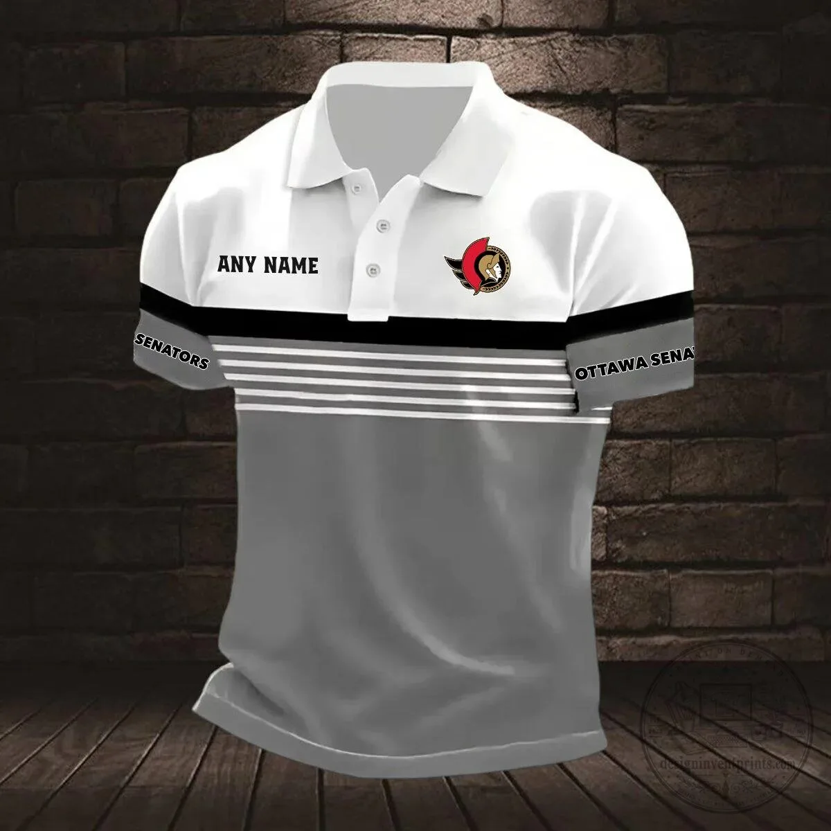 Ottawa Senators Personalized Black and White Striped Design Polo Shirt 13 Ottawa Senators Personalized Black and White Striped Design Polo Shirt