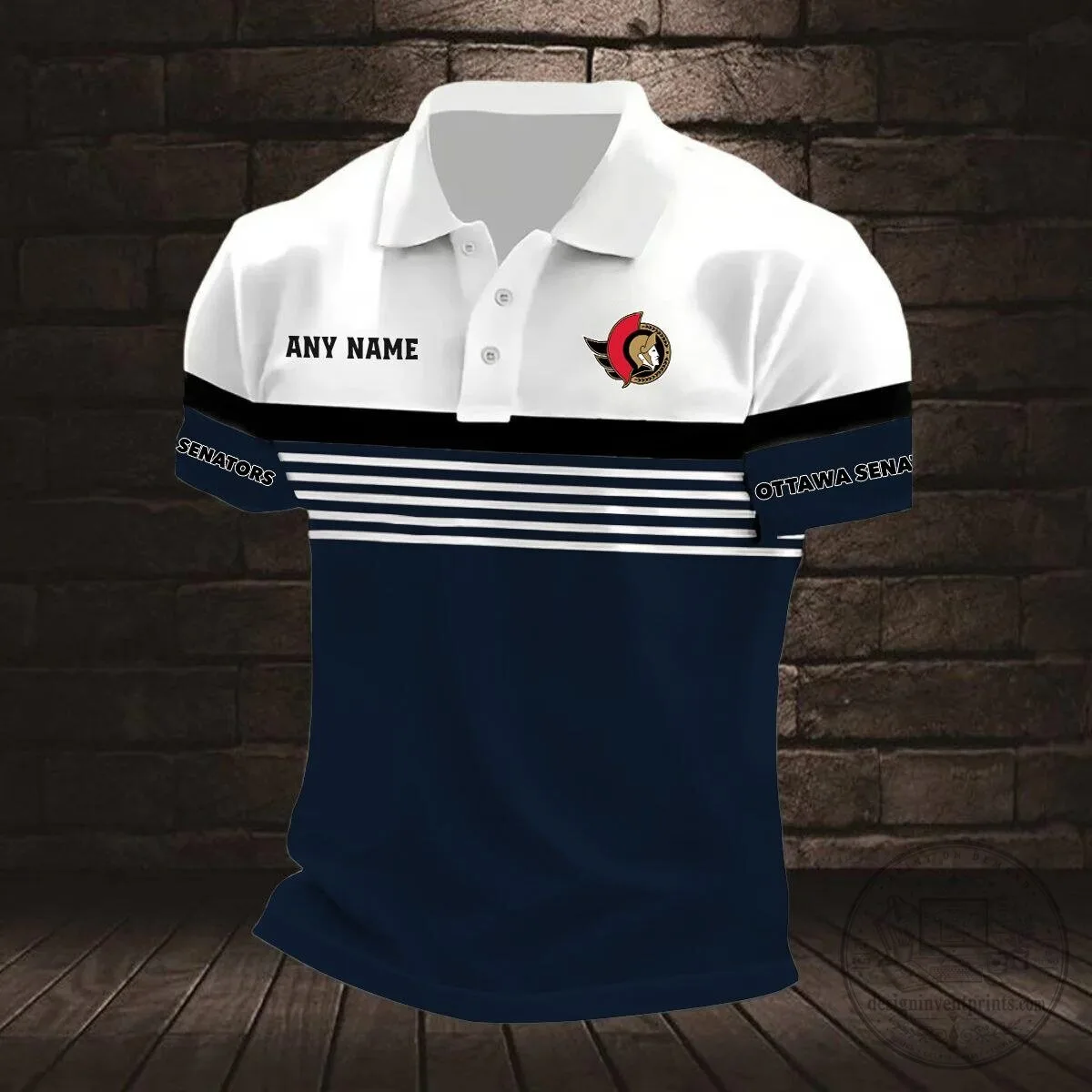 Ottawa Senators Personalized Black and White Striped Design Polo Shirt 14 Ottawa Senators Personalized Black and White Striped Design Polo Shirt