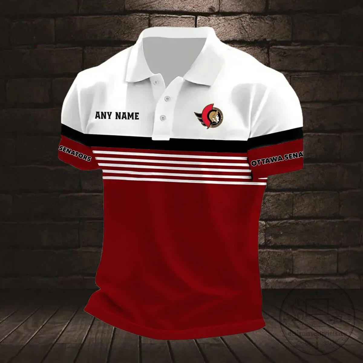 Ottawa Senators Personalized Black and White Striped Design Polo Shirt 16 Ottawa Senators Personalized Black and White Striped Design Polo Shirt