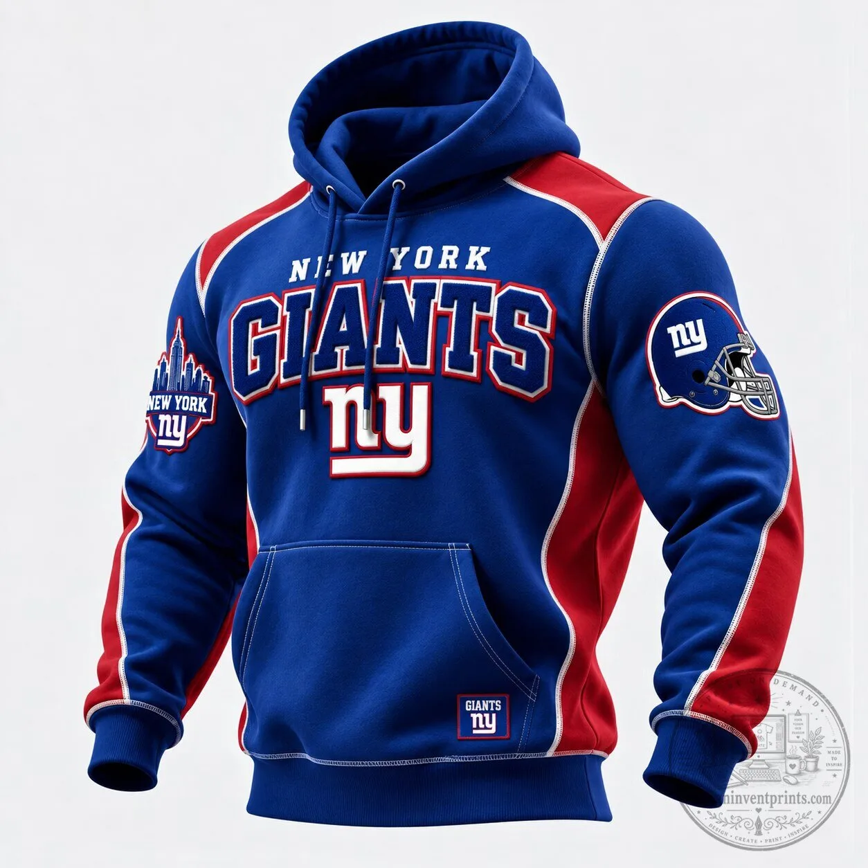 New York Giants NFL Football Team Royal Blue and Red Fan Hoodie