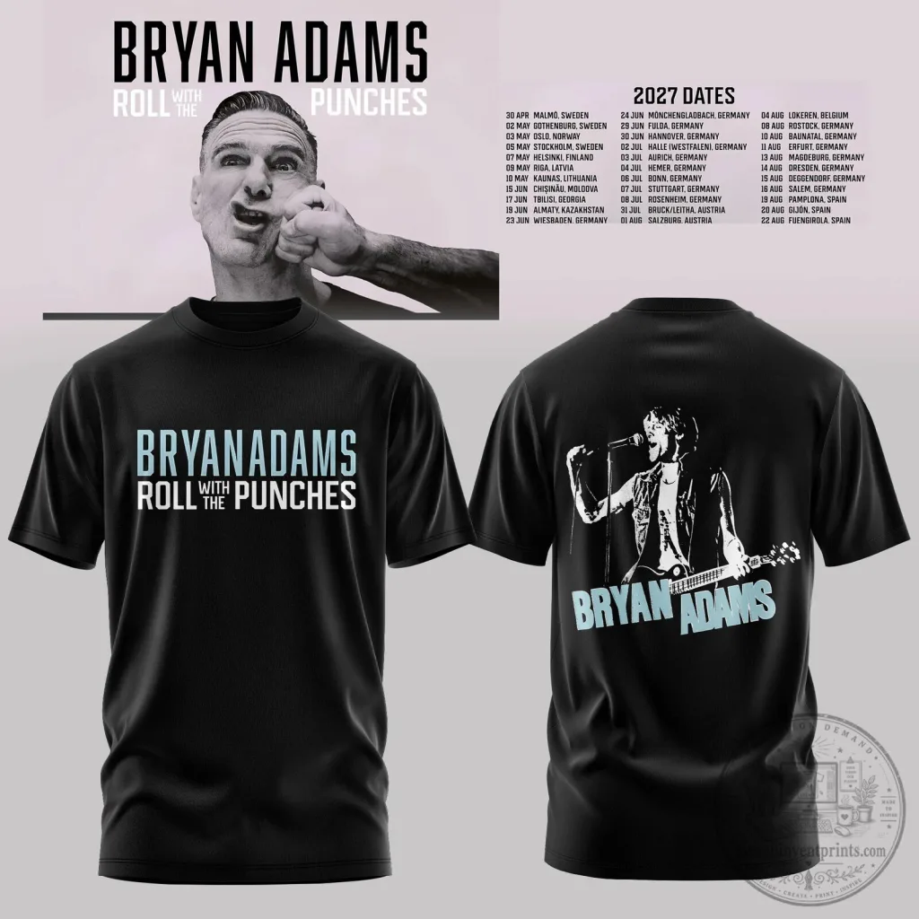 2027 Edition T-Shirt of Bryan Adams Roll With The Punches Tour 2027 Edition T-Shirt of Bryan Adams Roll With The Punches Tour