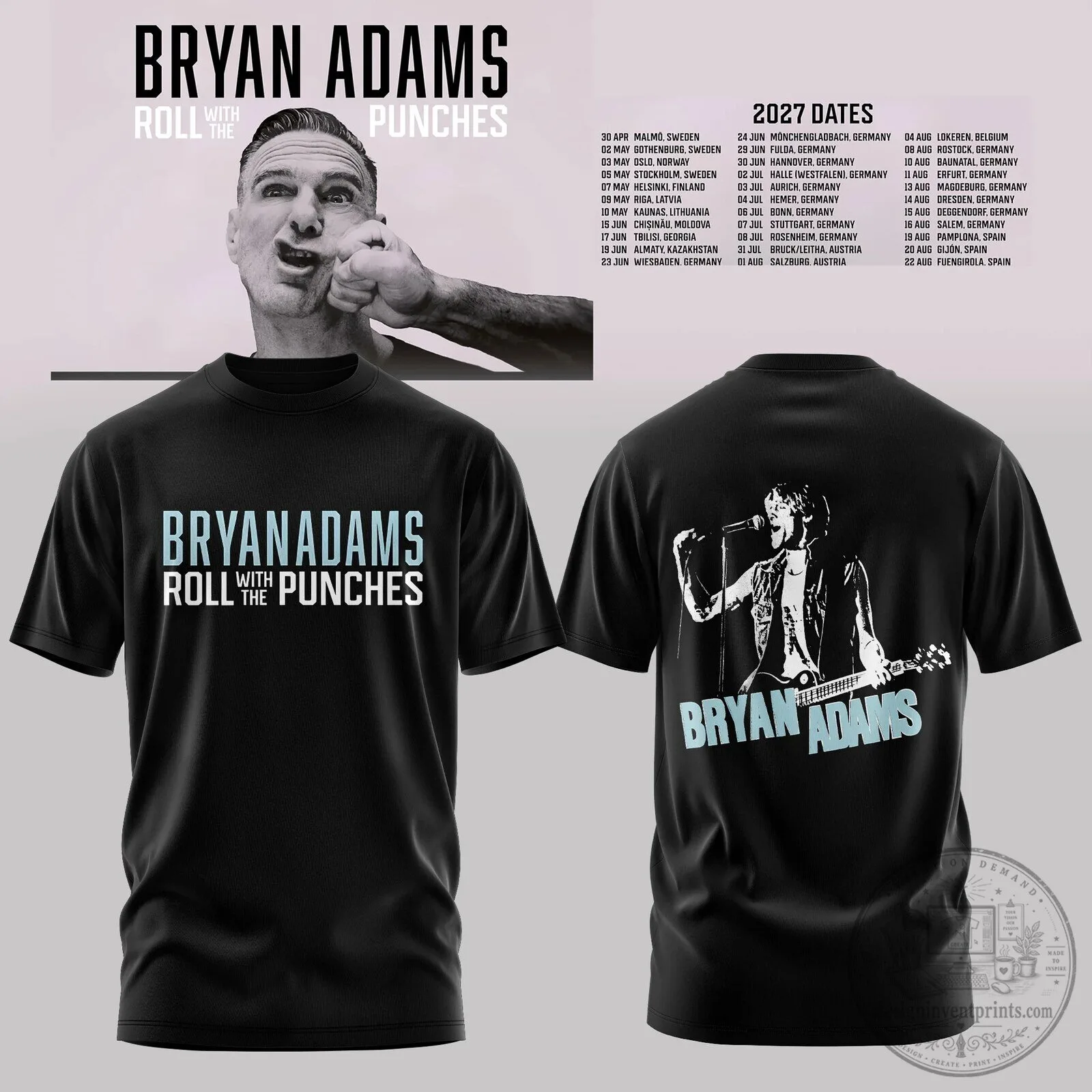 2027 Edition T-Shirt of Bryan Adams Roll With The Punches Tour 3 2027 Edition T-Shirt of Bryan Adams Roll With The Punches Tour