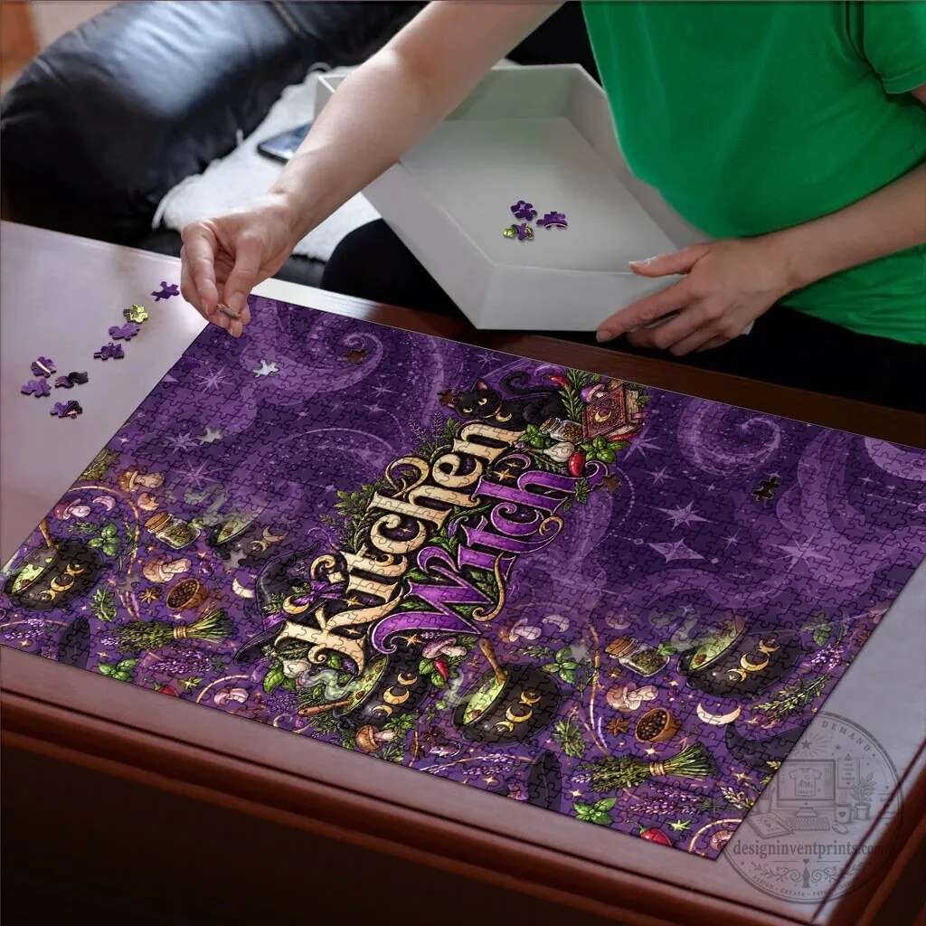 Kitchen Witch Mystical Magic Herbs Cauldron and Black Cat Jigsaw Puzzle 7 Kitchen Witch Mystical Magic Herbs Cauldron and Black Cat Jigsaw Puzzle