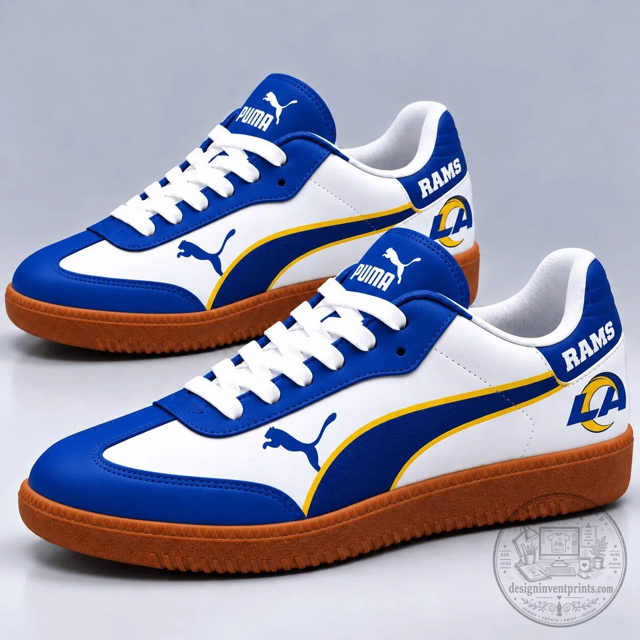 Los Angeles Rams NFL Team Logo White and Blue Fan Shoes