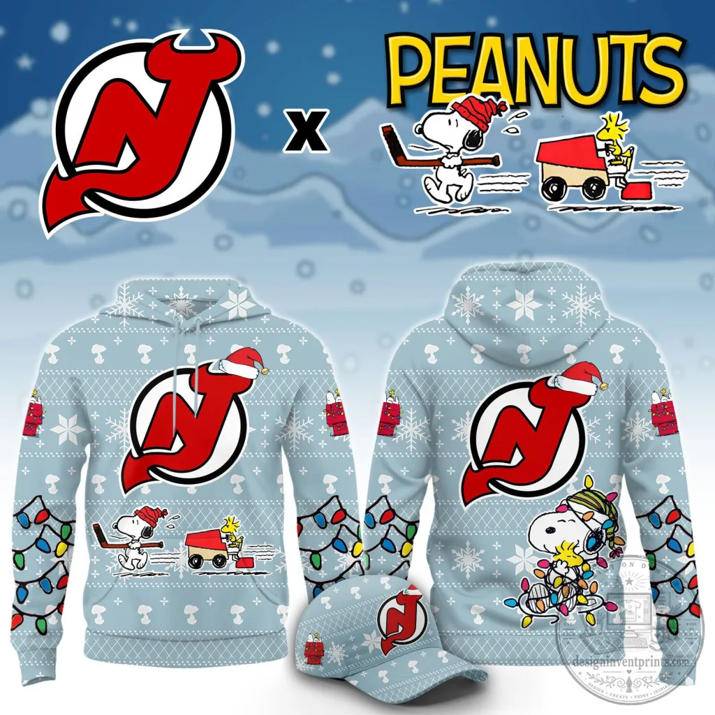 New Jersey Devils Peanuts Christmas Holiday Ugly Sweater Hoodie New Jersey Devils Peanuts Christmas Holiday Ugly Sweater Hoodie