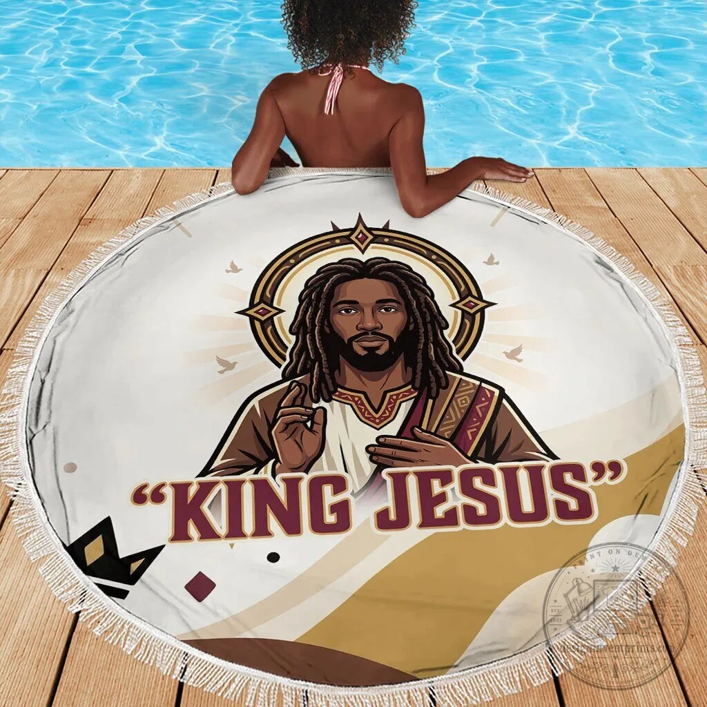 King Jesus African American Christ Religious Christian Faith Round Beach Blanket 7 King Jesus African American Christ Religious Christian Faith Round Beach Blanket