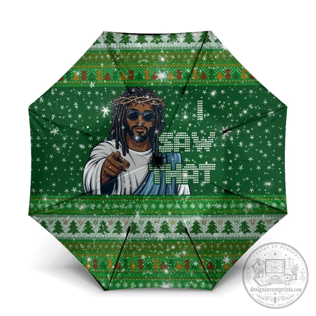 Black Jesus I Saw That Ugly Christmas Sweater Pattern Umbrella