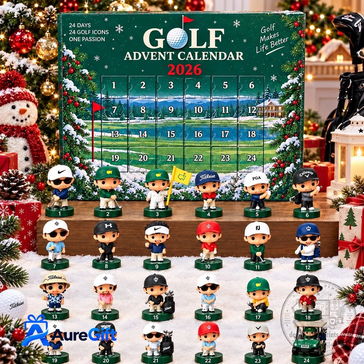 Golf Advent Calendar 2026 with 24 Golf Icons Figurines