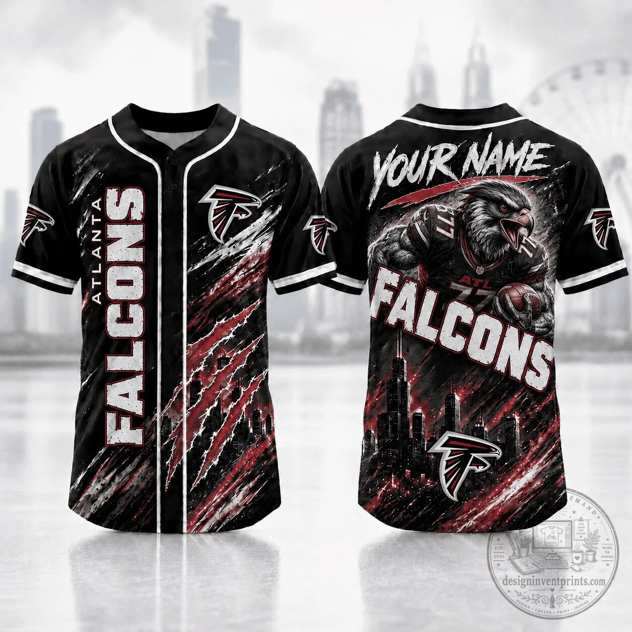Atlanta Falcons Personalized Baseball Jersey for Football Fans